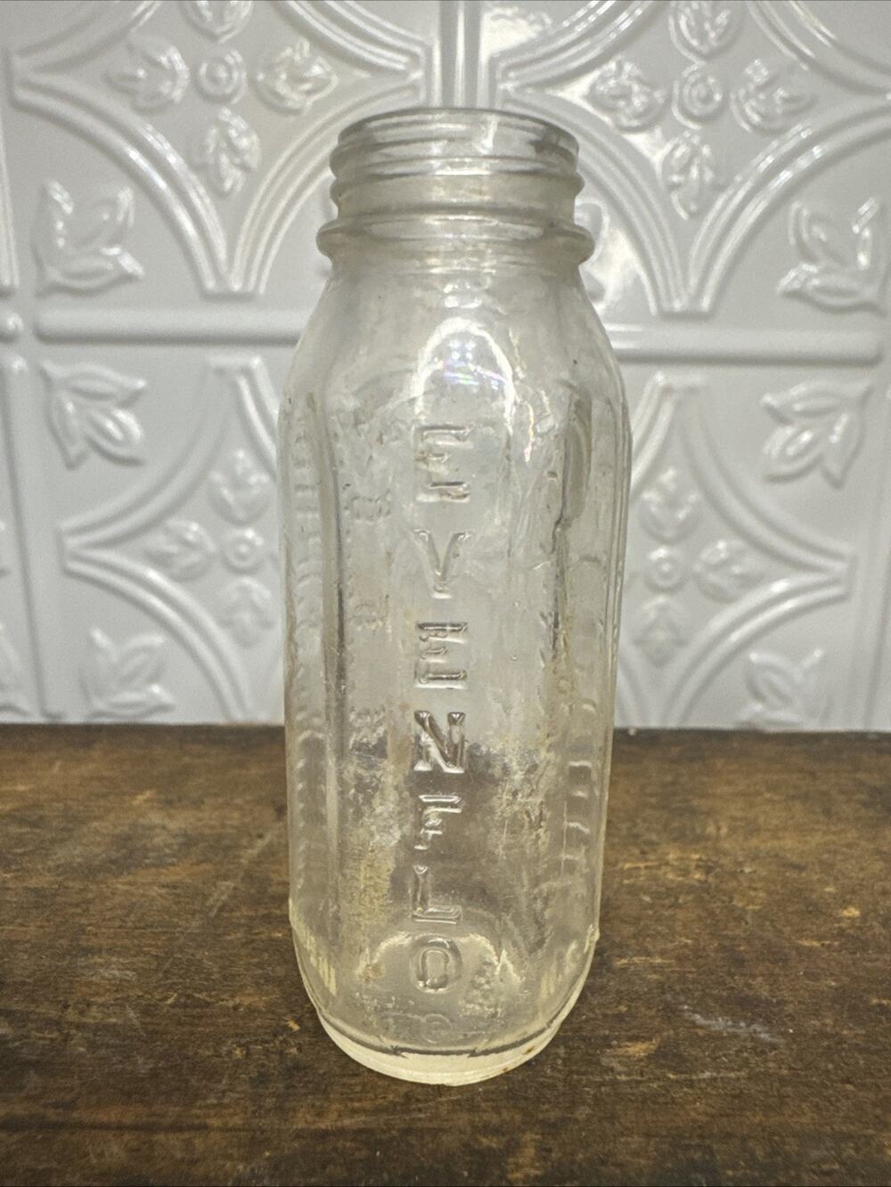 Vintage EVENFLO 3” Glass Baby Bottle Empty-NO Cap EMBOSSED USA